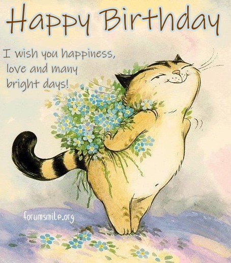 Cute cat wishes you love and a happy birthday!