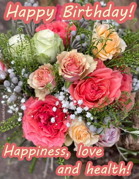 Happy birthday flowers - bouquet of roses
